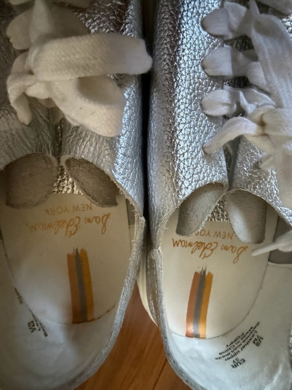 Sam Edelman Metallic Silver Low-Top Lace-Up Sneakers - Picture 4 of 8